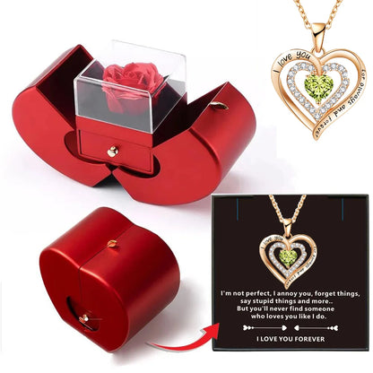 Wholesalers Christmas Gift Red Apple Jewelry Box Necklace Eternal Rose for Girl Mother'S Day New Year Valentine'S Day Gifts