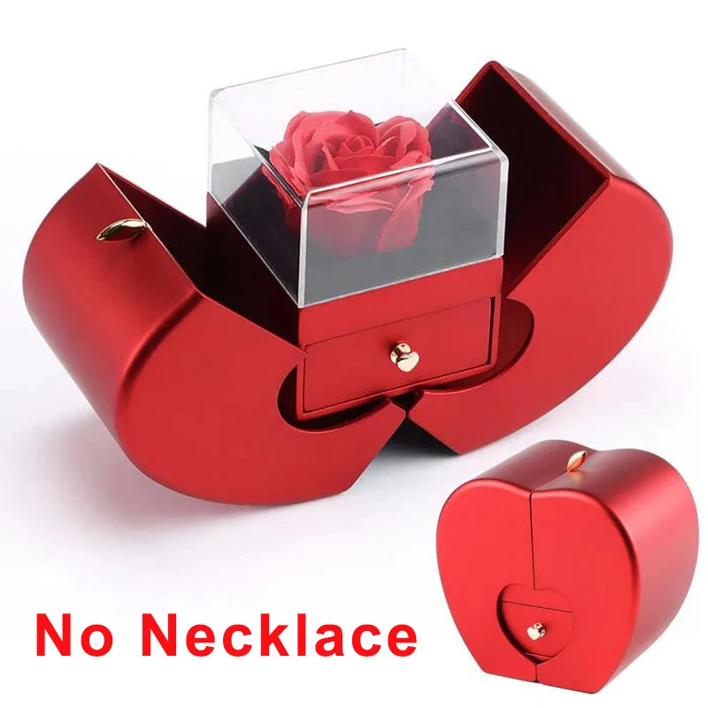 Wholesalers Christmas Gift Red Apple Jewelry Box Necklace Eternal Rose for Girl Mother'S Day New Year Valentine'S Day Gifts