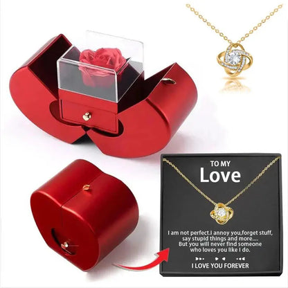 Wholesalers Christmas Gift Red Apple Jewelry Box Necklace Eternal Rose for Girl Mother'S Day New Year Valentine'S Day Gifts