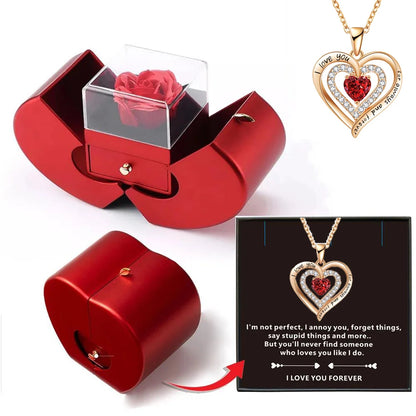 Wholesalers Christmas Gift Red Apple Jewelry Box Necklace Eternal Rose for Girl Mother'S Day New Year Valentine'S Day Gifts