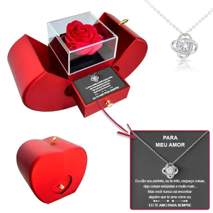 Wholesalers Christmas Gift Red Apple Jewelry Box Necklace Eternal Rose for Girl Mother'S Day New Year Valentine'S Day Gifts