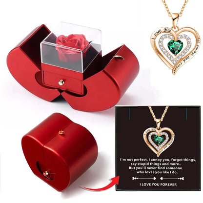 Wholesalers Christmas Gift Red Apple Jewelry Box Necklace Eternal Rose for Girl Mother'S Day New Year Valentine'S Day Gifts